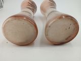 pair of vintage salt and pepper shakers with brown and white glazes