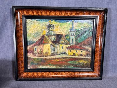 École Française ou Russe du début du XXe, " Église", huile s…