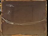 painting on an easel with a piece of paper taped to it