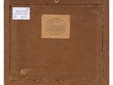 an old picture of a brown box with a label on it
