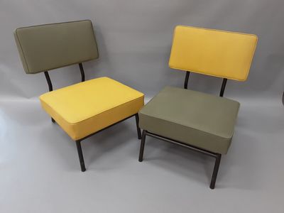 HITIER Jacques : paire de chauffeuses modèle MERIGNAC, en mé…