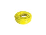 a close up of a yellow hose on a white background