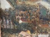 an image of a painting on a wall of a village