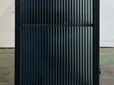an image of a black metal cabinet with a glass door