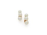 a pair of pearl earrings on a white background