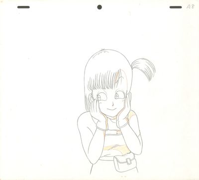 dessin représentant une jeune fille avec des queues de cheval en train de parler au téléphone portable