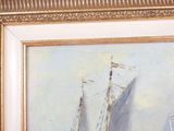 a picture of a painting of a sailboat in the water