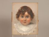 portrait of a young girl in a white collared dress