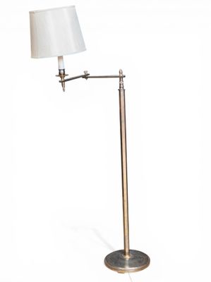 Liseuse en laiton argenté, abat-jour crème