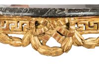 Console en bois sculpté et doré à plateau de marbre gris rap… (photo 2)