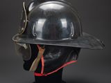 a close up of a helmet on a mannequin head