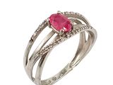 a close up of a ring with a pink stone on it
