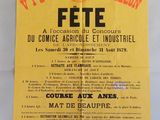 a yellow and black poster advertising fete on a white background