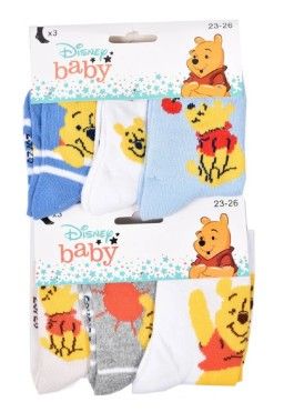 three pairs of winnie the pooh baby socks