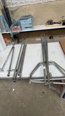a lot of tools that are laying out on the floor