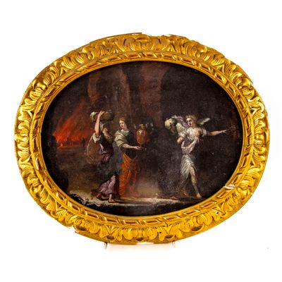 une image représentant un tableau où l'on voit un homme et une femme dans une grotte