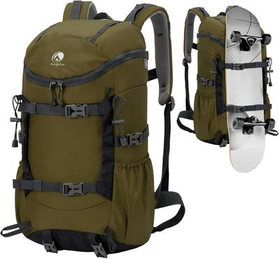a picture of a backpack with a skateboard attached to it
