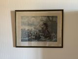 framed picture of a painting of a ship in the ocean