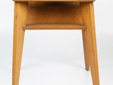 an image of a small wooden table with a shelf underneath it