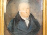 portrait d'un homme en manteau bleu dans un cadre doré