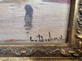 an image of a painting of a person walking on a beach
