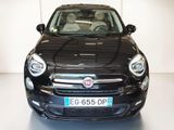 the front view of a black fiat car parked in a showroom