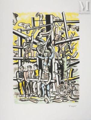 une image d'une peinture représentant un groupe de personnes devant un bâtiment