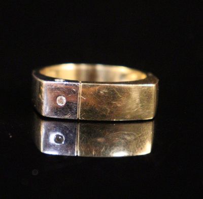 Bague homme en or deux tons 18 K (750) sertie d'un petit dia…