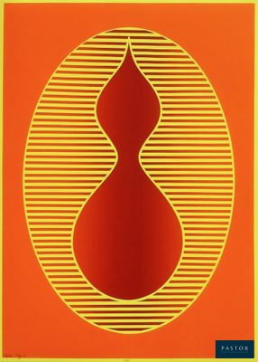 une affiche orange et jaune sur laquelle figure une larme