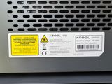 a close up of a computer with a yellow sticker on it