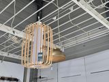 a light that is hanging from the ceiling in a room