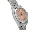 an image of a lady ' s wrist watch with a pink dial
