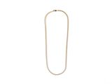 a white necklace with a gold chain on a white background