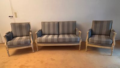 Mobilier de salon à dossier droit en bois laqué crème style …