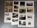 many pictures of a bunch of old photos on the wall