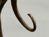 a close up of an elephant ' s head with a long tusk