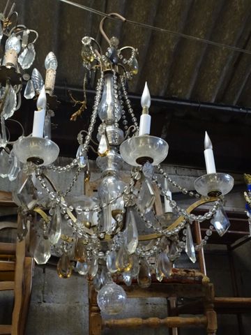 Lustre à pampilles à 6 bras de lumière