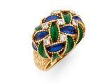 une bague en saphir, émeraude et diamant, signée Van Cleef