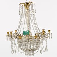 Lustre ancien décoratif, « Sac-à-Perles », en laiton doré et… (photo 2)