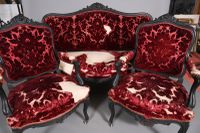 Mobilier de salon en bois noirci, mouluré et sculpté de coqu… (photo 5)