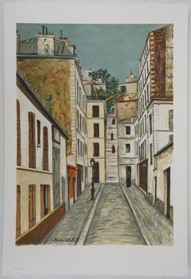 une image représentant un tableau d'une rue étroite dans une ville européenne