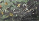 a picture of a painting of flowers on a blackboard