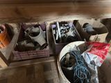 many different types of shoes that are on the floor