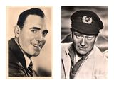 two black and white photos of a man in a hat and a man in a tie