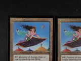 these are two cards with a picture of a girl flying on a skateboard