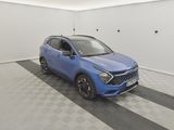 a blue suv parked in a garage with a checkered floor