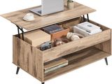 an image of a wooden table with a laptop on top of it