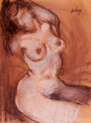 une image représentant le dessin d'une femme nue, la tête tournée sur le côté