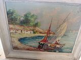 a picture of a painting of a sailboat on the water