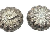pair of antique silver plated flower knobs
